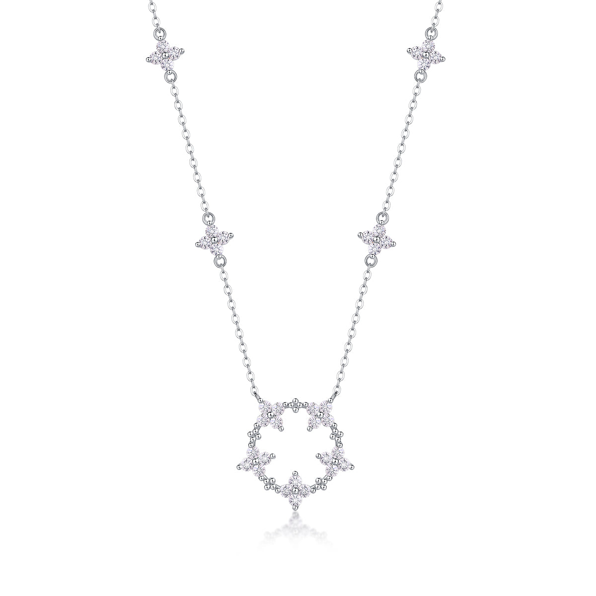 925 Sterling Silver Platinum Moissanite Necklace