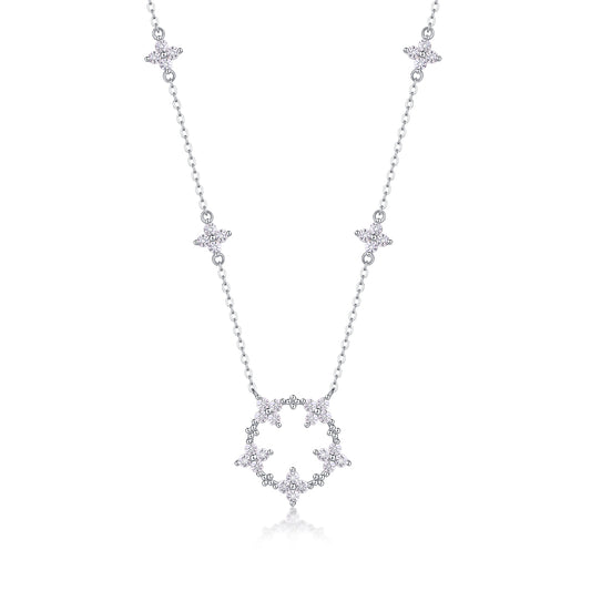 925 Sterling Silver Platinum Moissanite Necklace
