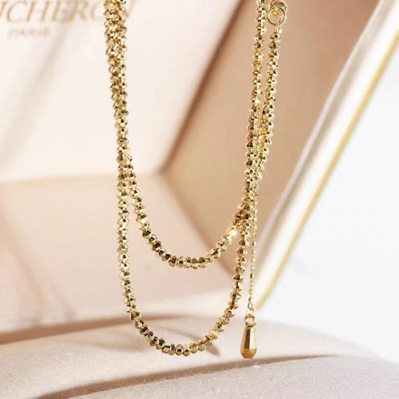 18K Gold Beaded Wave Chain Necklace