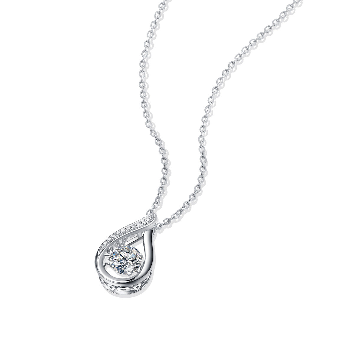 925 Sterling Silver Platinum 1-carat Moissanite Floating Necklace