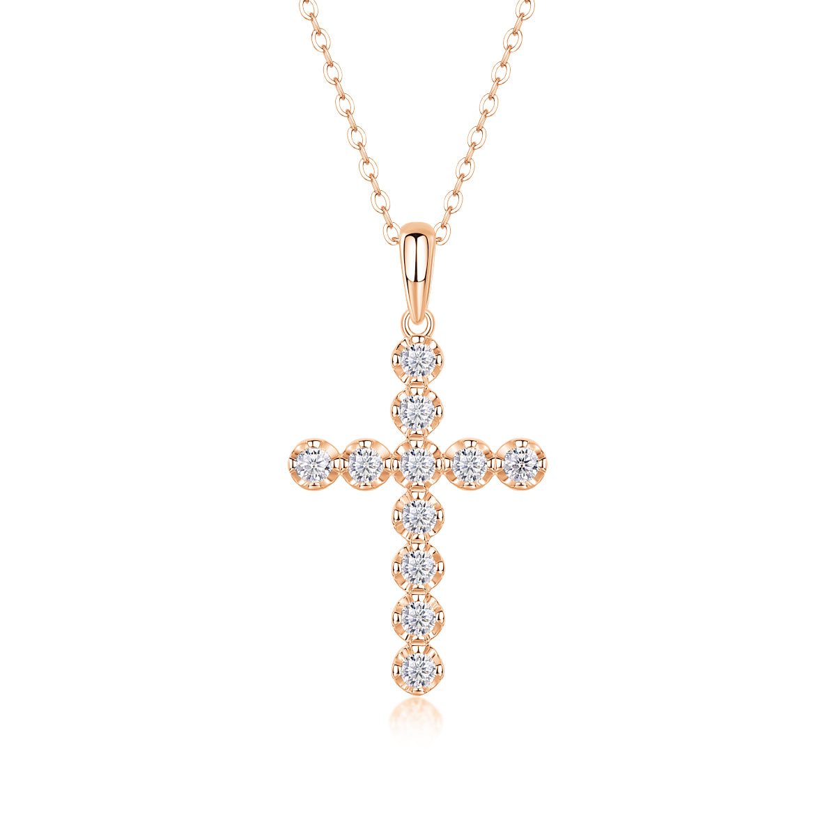 925 Sterling Silver Platinum Gold Moissanite Cross Necklace