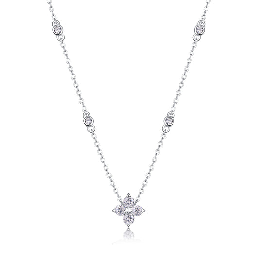 925 Sterling Silver Platinum Moissanite Star Necklace