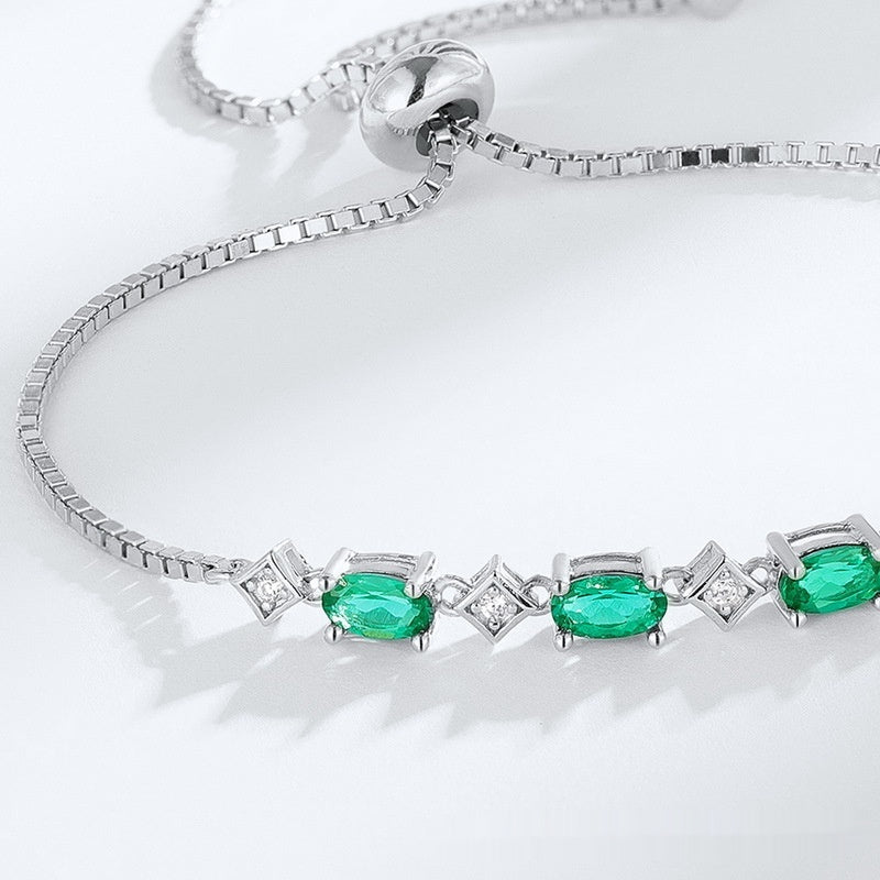 925 Silver Cultivation Emerald Bracelet