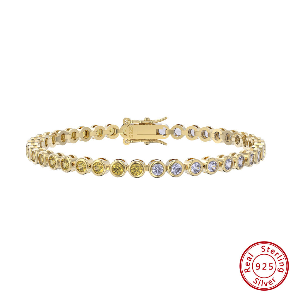 Platinum 14K Gold 925 Sterling Silver Two-tone Zircon Bracelet