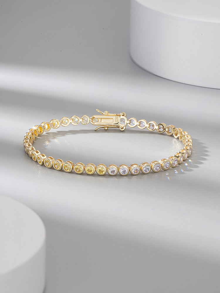 Platinum 14K Gold 925 Sterling Silver Two-tone Zircon Bracelet