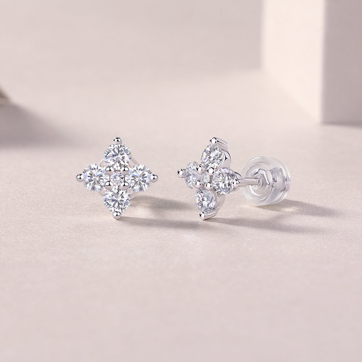 925 Sterling Silver Platinum Moissanite Star Earrings