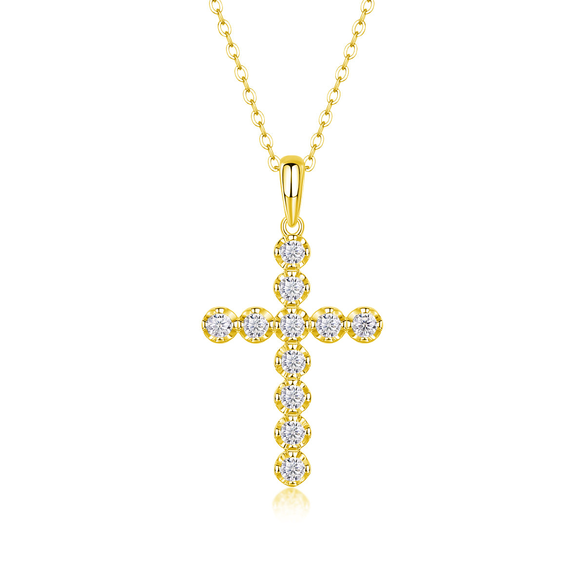 925 Sterling Silver Platinum Gold Moissanite Cross Necklace