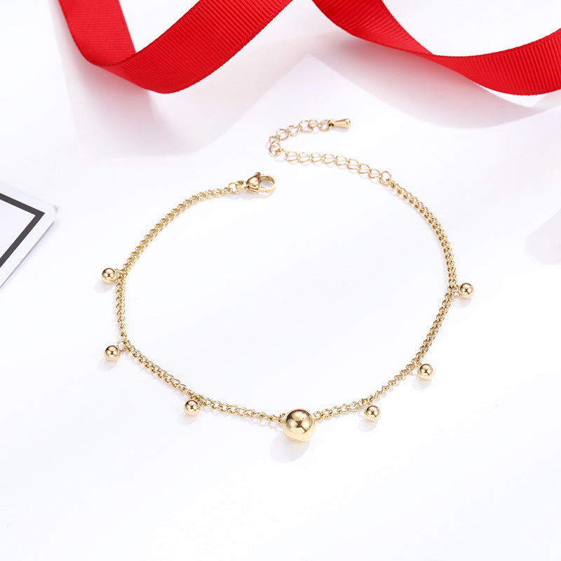 14K Gold Titanium Steel Bead Anklet