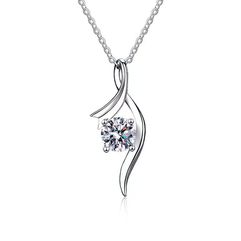 925 Sterling Silver 1 carat Moissanite Solitaire Necklace