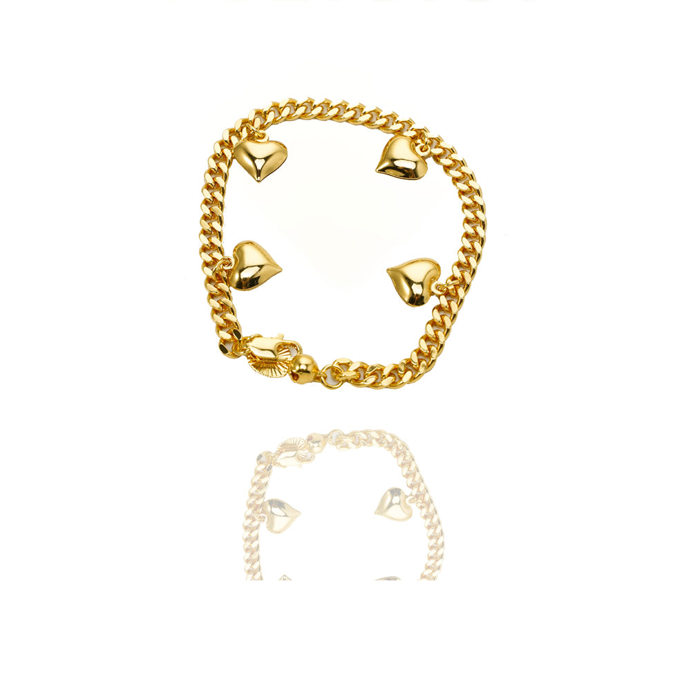 24K Pure Gold Filled Heart Bracelet