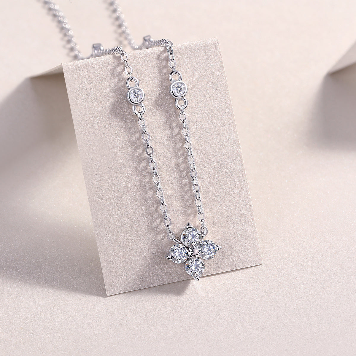 925 Sterling Silver Platinum Moissanite Star Necklace