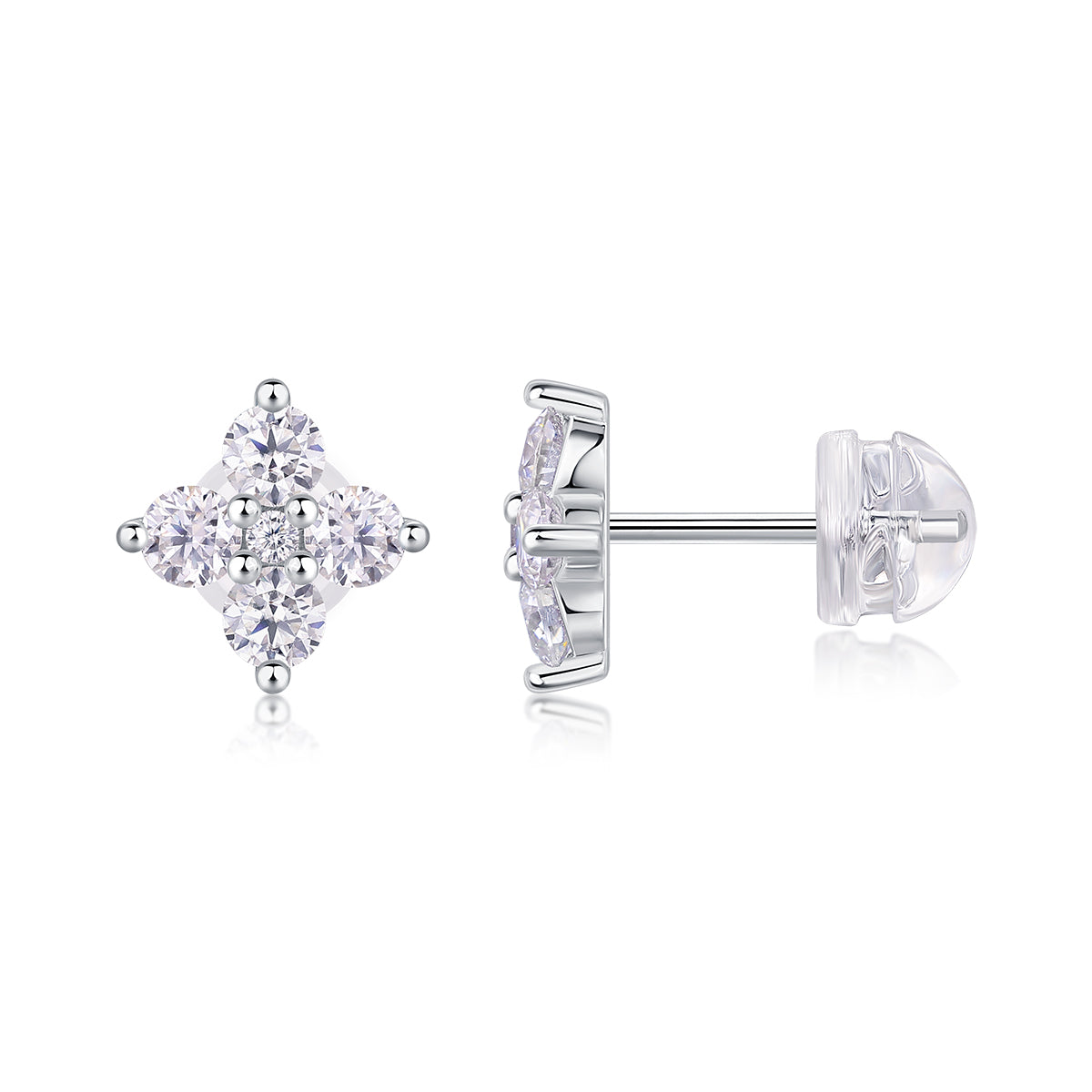 925 Sterling Silver Platinum Moissanite Star Earrings