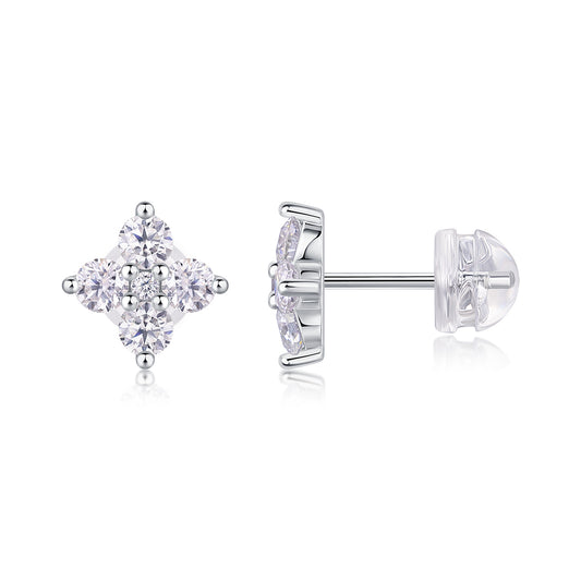 925 Sterling Silver Platinum Moissanite Star Earrings