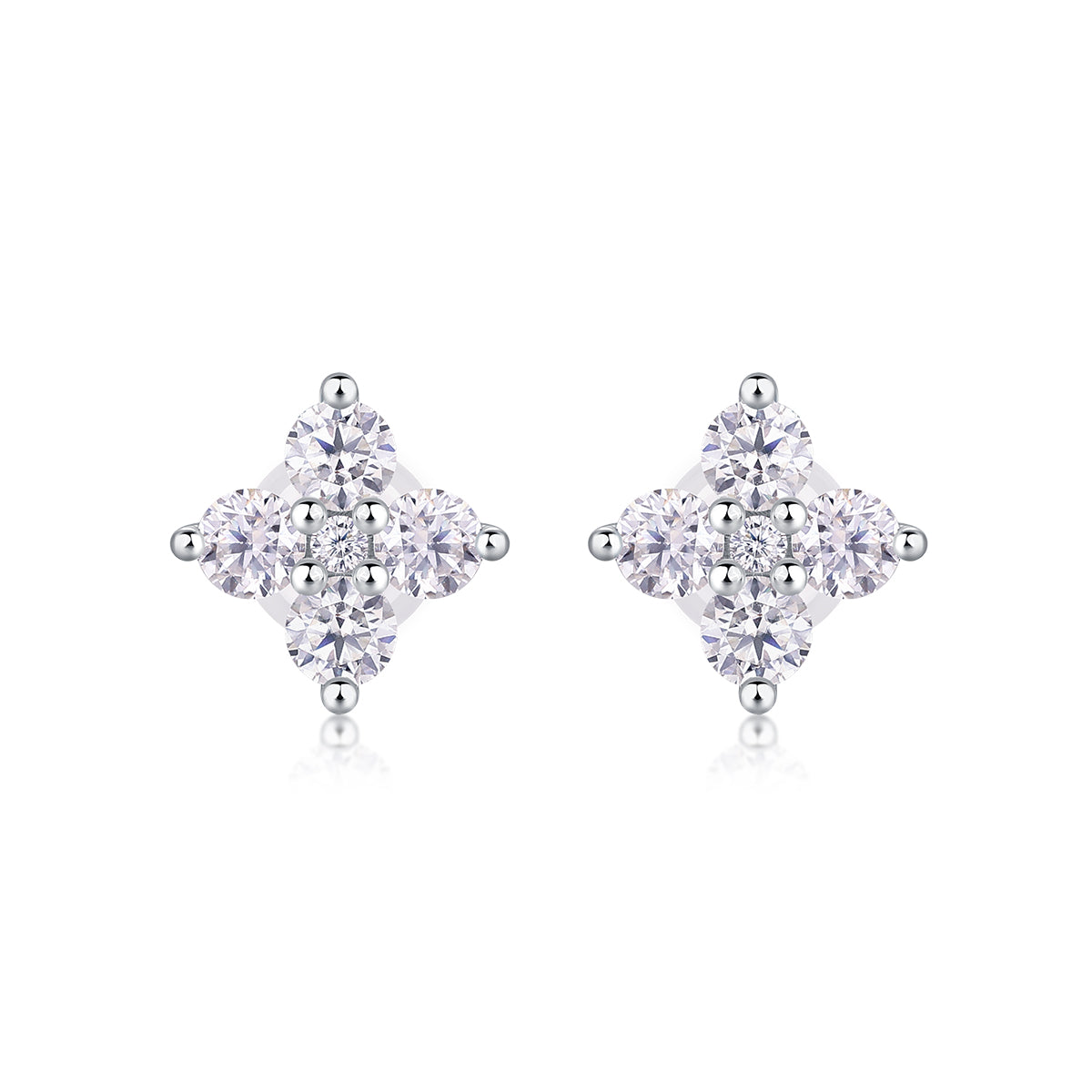 925 Sterling Silver Platinum Moissanite Star Earrings