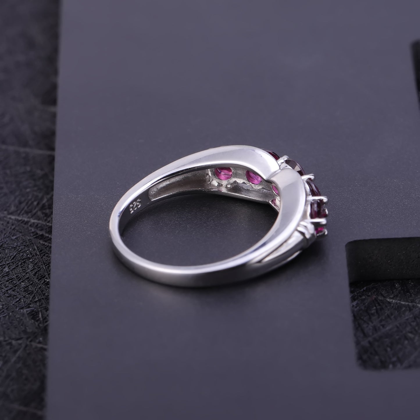 925 Sterling Silver Natural Rose Garnet Ring