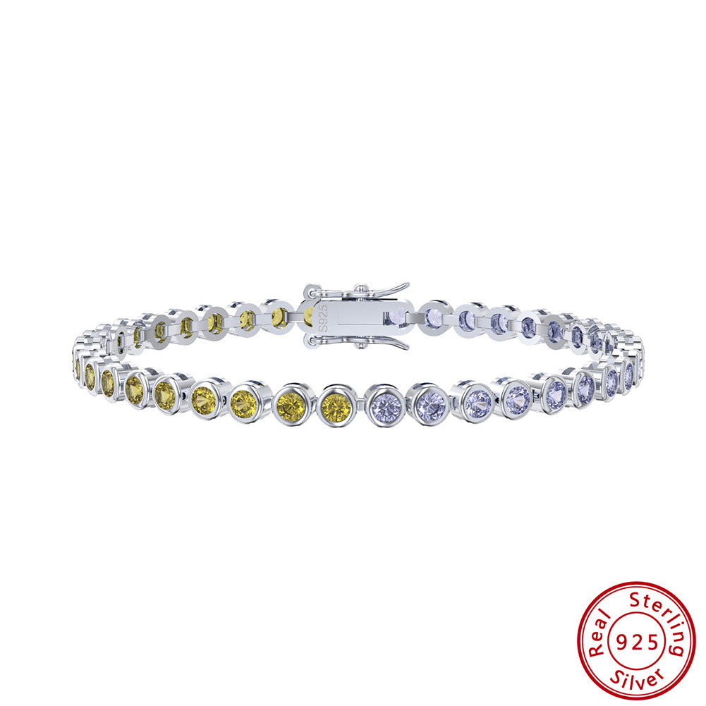 Platinum 14K Gold 925 Sterling Silver Two-tone Zircon Bracelet