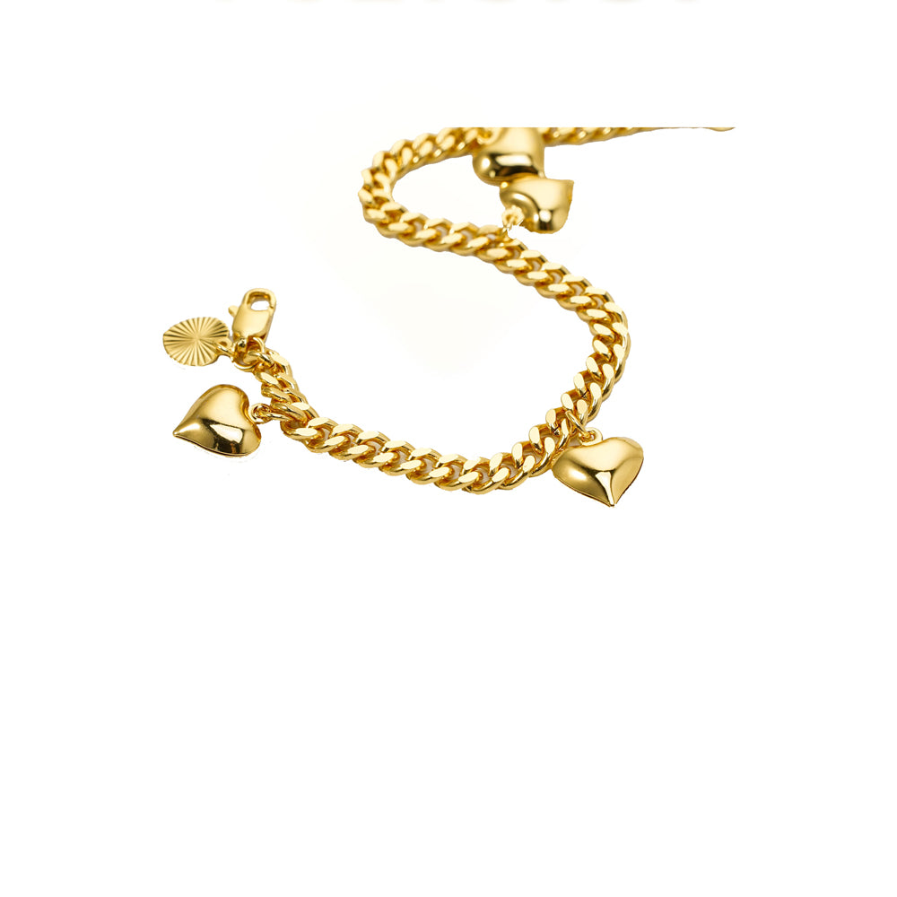 24K Pure Gold Filled Heart Bracelet