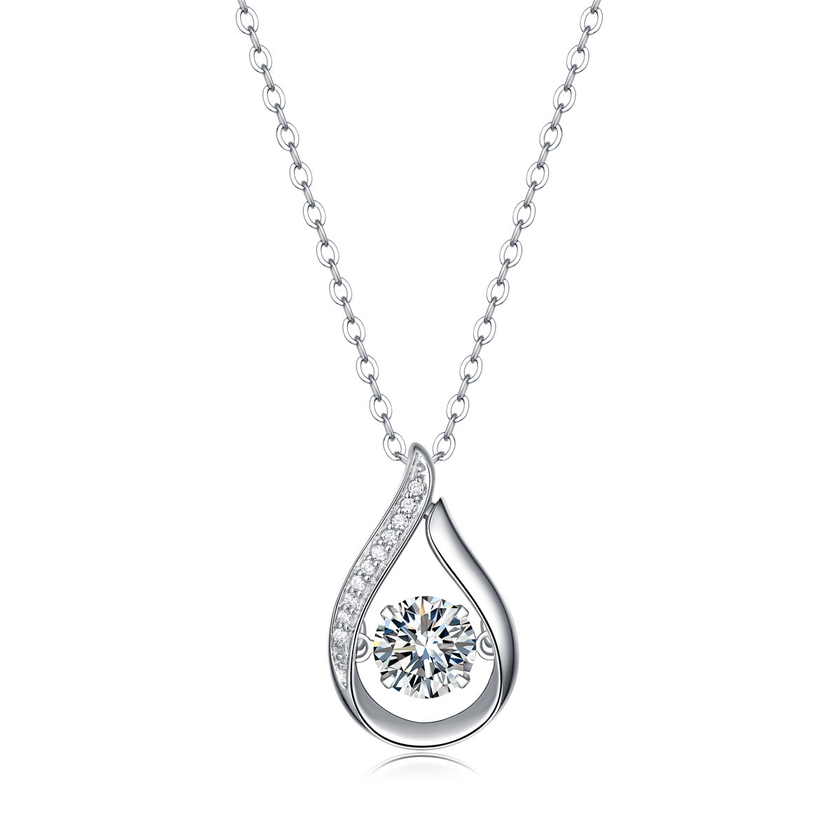 925 Sterling Silver Platinum 1-carat Moissanite Floating Necklace