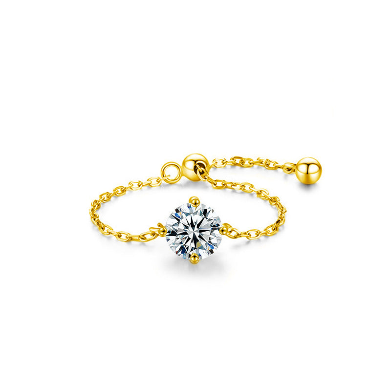 925 Sterling Silver Moissanite Chain Ring